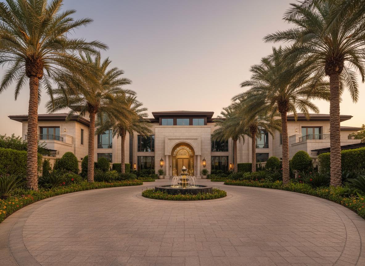 Luxury villa entrance landscaping