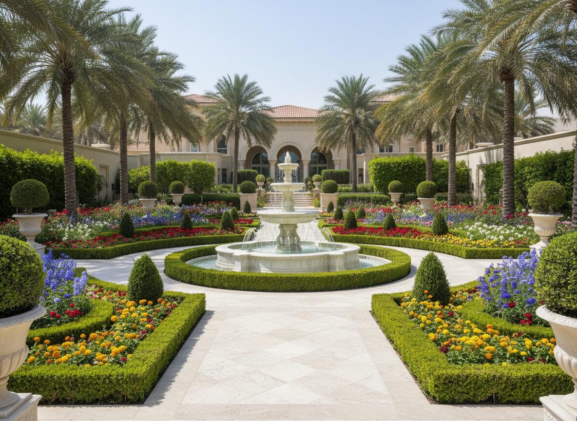Formal garden with fountain